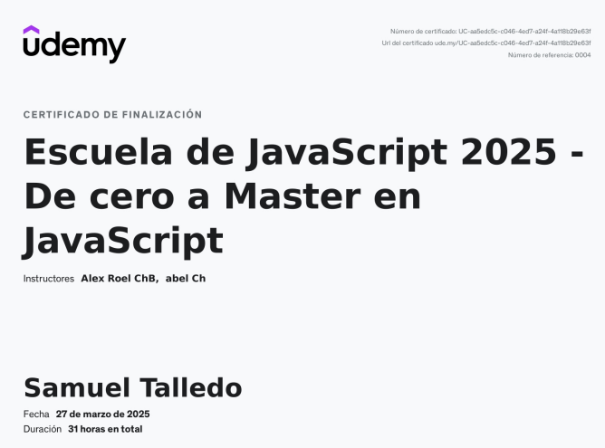 Certificado de JavaScript 2025